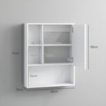 Armoire murale salle de bain avec miroir, meuble salle de bain, 5 compartiments et étagère réglable, 60x15x76cm, blanc