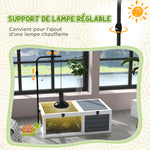 Maison enclos cage pour petit animal tortue avec 2 espaces support de lampe réglable 81 x 48 x 31,5 cm gris