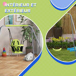 2-in-1 baby swing set with 5-point safety harness for indoor and outdoor use, green