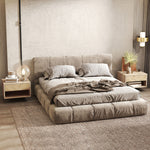 2er-Set Wandnachttische, Nachtschränke, Schublade, offenes Fach, Ablage, 37 x 32 x 21 cm, Naturholz