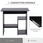 Bureau d'ordinateur, bureau avec rangement, plateau pour clavier et support de moniteur, 80 x 45 x 75 cm, noir