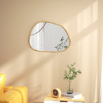 Miroir mural miroir décoratif forme organique avec cadre en bois horizontal ou vertical 80 x 60 cm naturel