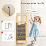 Meuble de rangement en bambou meuble de salle de bain étagère panier à linge basculant 40x30x95cm effet bois naturel