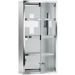 Armoire à Pharmacie 3 étagères 4 Niveaux 30L x 12l x 60H cm Porte Verre trempé Symbole Croix Acier Inoxydable brossé