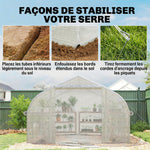 Serre tunnel de jardin 12 m², serre de jardin tunnel avec porte et 8 fenêtres, bâche PE 140 g/m² 400 x 200 x 200cm blanc