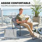 Set da giardino 4 pezzi con divano a 2 posti, 2 poltrone e tavolino in vetro temperato, cuscini da 13 cm, grigio chiaro