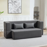 Canapé convertible 2 places, canapé-lit en chenille, assise et accoudoirs larges 2 coussins, entièrement compressé, gris-9