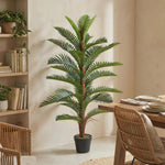 Palmier Artificiel palmier 120 cm avec 24 Feuilles en PEVA, Plante Décorative avec Pot en Plastique, Vert
