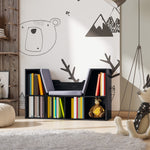 Bibliothèque banc 2 en 1 avec coussins de siège, étagère cube 6 compartiments ouverts et 2 niveaux, meuble de rangement pour salon, chambre à coucher, bureau, 102 x 30 x 61 cm, noir