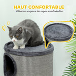 Krabton voor katten, sisal krabpaal met 3 niveaus bekleed met pluche, Ø 38 x 70 cm, lichtgrijs