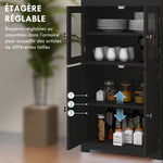 Armoire de cuisine buffet cuisine vaisselier meuble de rangement multi-rangements dim. 60I x 30P x 162H cm noir