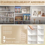 Meuble de rangement 1032 CDs / 594 DVDs, étagère multimédia, 24 compartiments et 18 étagères ajustables, blanc