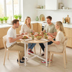Tavolo da pranzo pieghevole, tavolo da cucina rotondo Ø 80 cm per 4 persone con 2 ribalte, gambe in acciaio, legno naturale