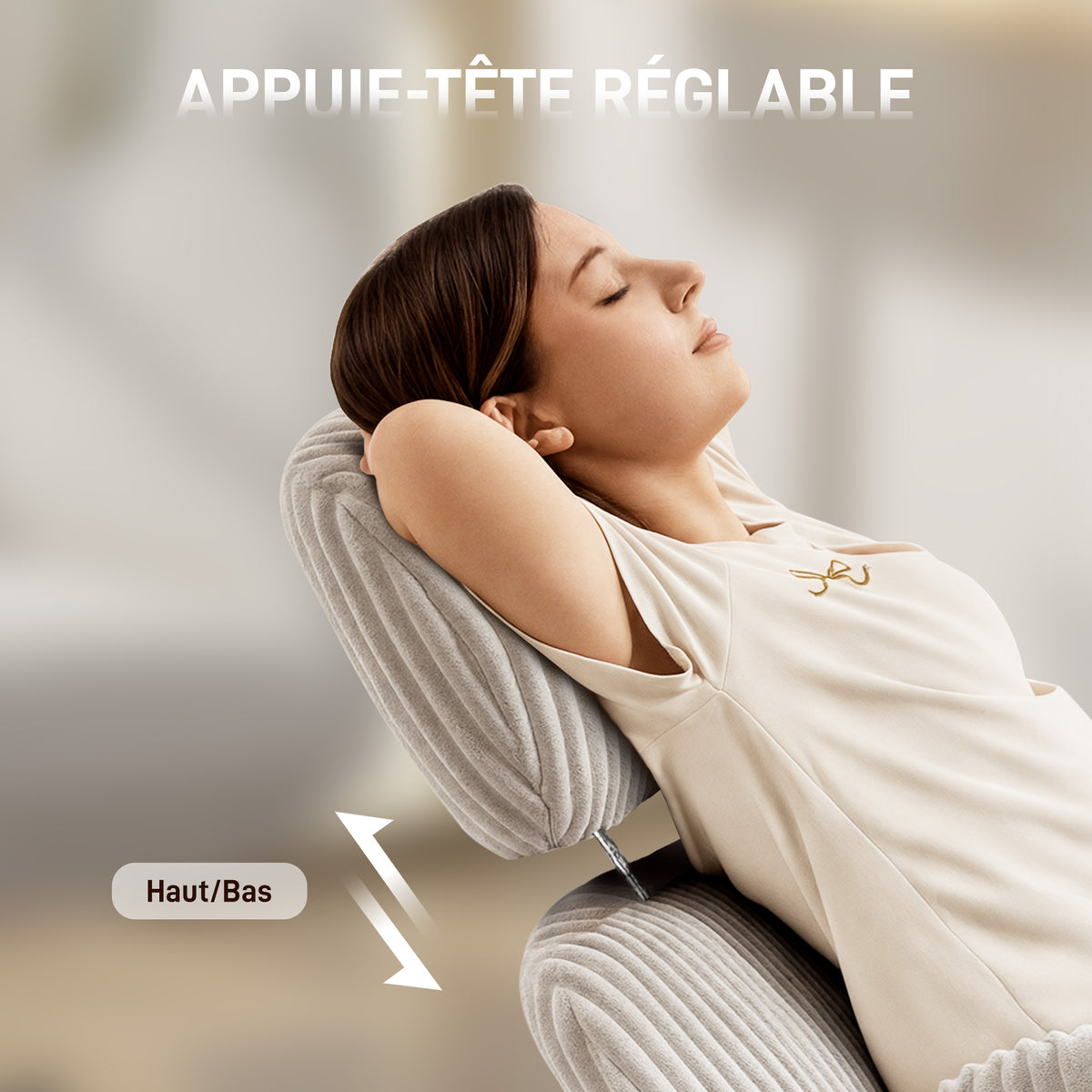 Chaise bureau ergonomique en velours, fauteuil de bureau avec dossier haut, appui-tête réglable et accoudoirs, gris