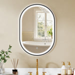 Miroir salle de bain éclairage LED 50x70cm, miroir lumineux salle de bain mural interrupteur tactile, lumière 3 couleurs