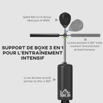 Sac de frappe boxe sur pieds punching ball brunier 3 en 1 avec ballon de vitesse bras flexible rotatif hauteur réglable