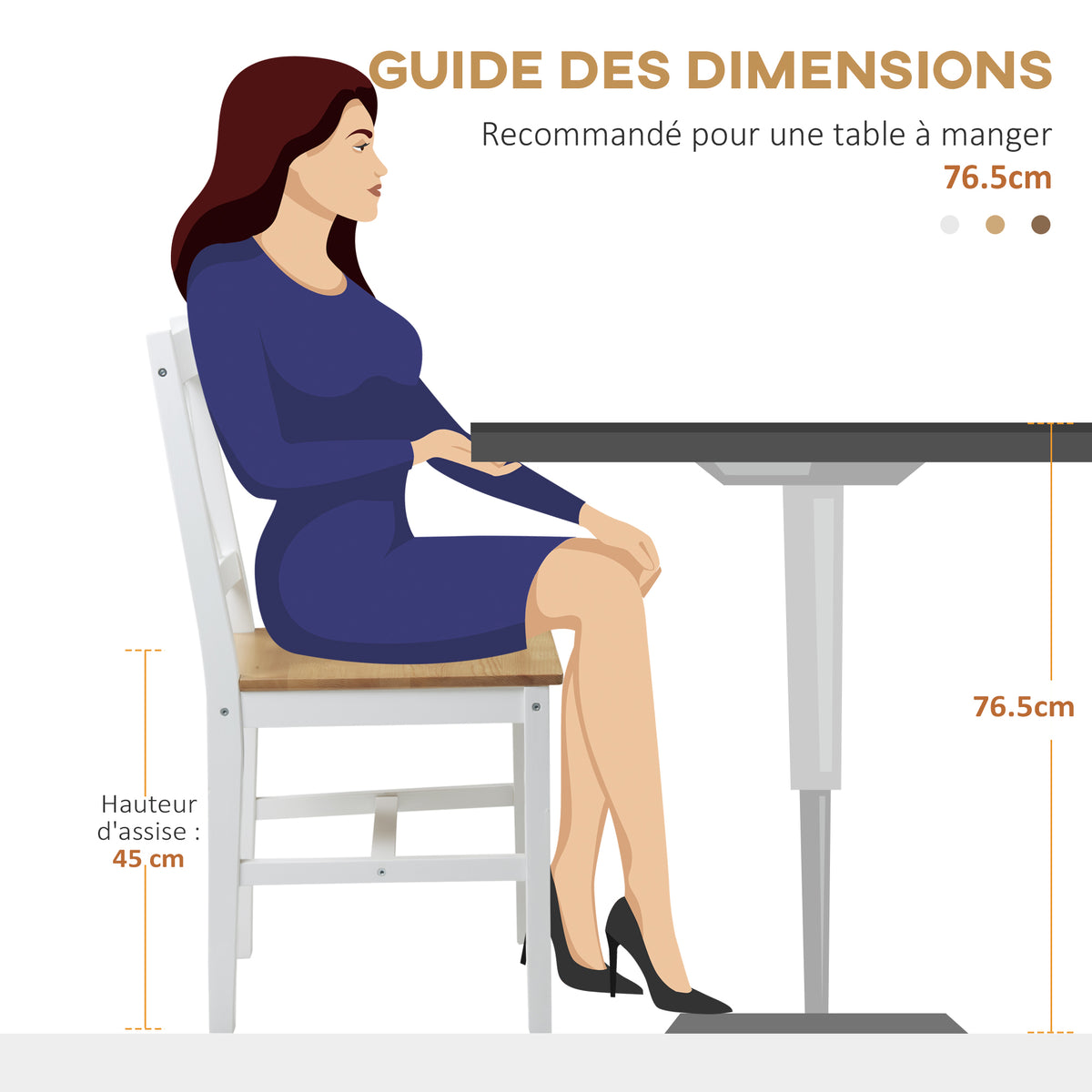 Lot de 4 chaises de salle à manger en bois massif chaise de cuisine esprit campagne dossier croisé blanc et chêne