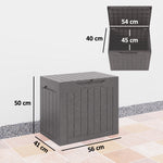 97L outdoor storage box with recessed handles, waterproof outdoor storage chest 56 x 41 x 50 cm, brown