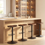 Tabourets de Bar Lot de 2 Réglables Pivotants Chaises de Cuisine avec Siège en Bois d'Orme Marron Foncé