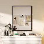 Miroir mural rectangulaire 90 x 70 cm, cadre en bois noir, idéal pour la salle de bain, salon ou chambre