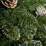 Sapin de Noël Artificiel Aspect enneigé 180H cm 50 Pommes de pin 718 Branches épines Imitation Nordmann Grand réalisme