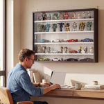 Wandvitrine voor verzamelobjecten, 4 in hoogte verstelbare planken en 2 schuifdeuren, 80 x 9,5 x 60 cm, zwart