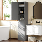 Mobile colonna per bagno con 2 ante e 4 ripiani regolabili, 40 x 35 x 180 cm, grigio
