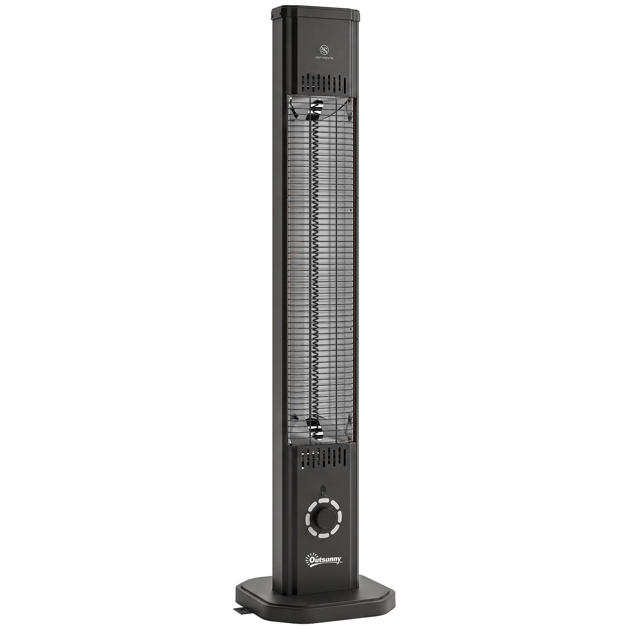 Radiateur Infrarouge sur Pied ou Mural 2000 W, IP65, Télécommande, 8 Niveaux, Minuterie, Housse, 30,5x25x104,6cm, Noir