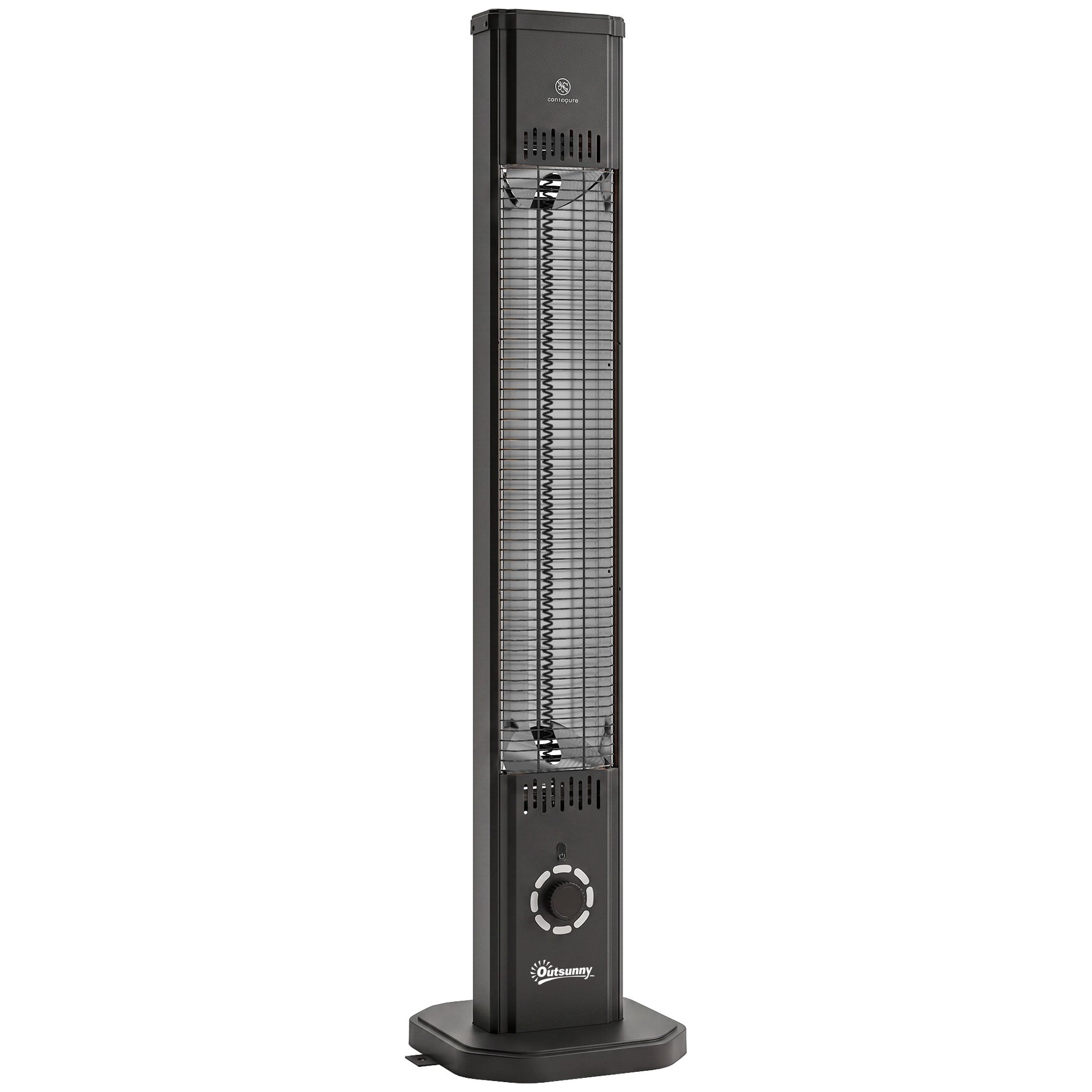 Radiateur Infrarouge sur Pied ou Mural 2000 W, IP65, Télécommande, 8 Niveaux, Minuterie, Housse, 30,5x25x104,6cm, Noir