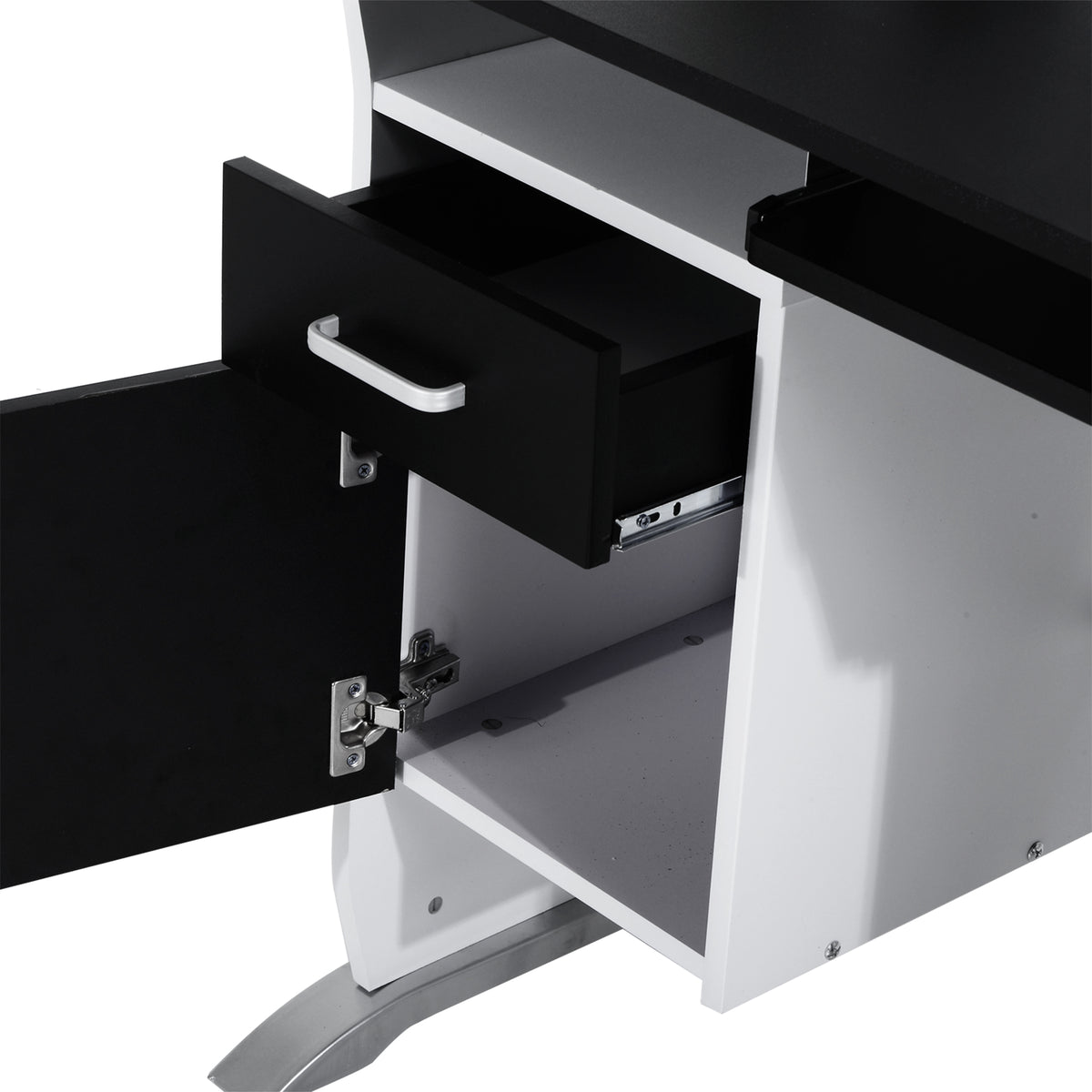 Bureau informatique design en mdf 100 L x 52 I x 75H cm noir et blanc