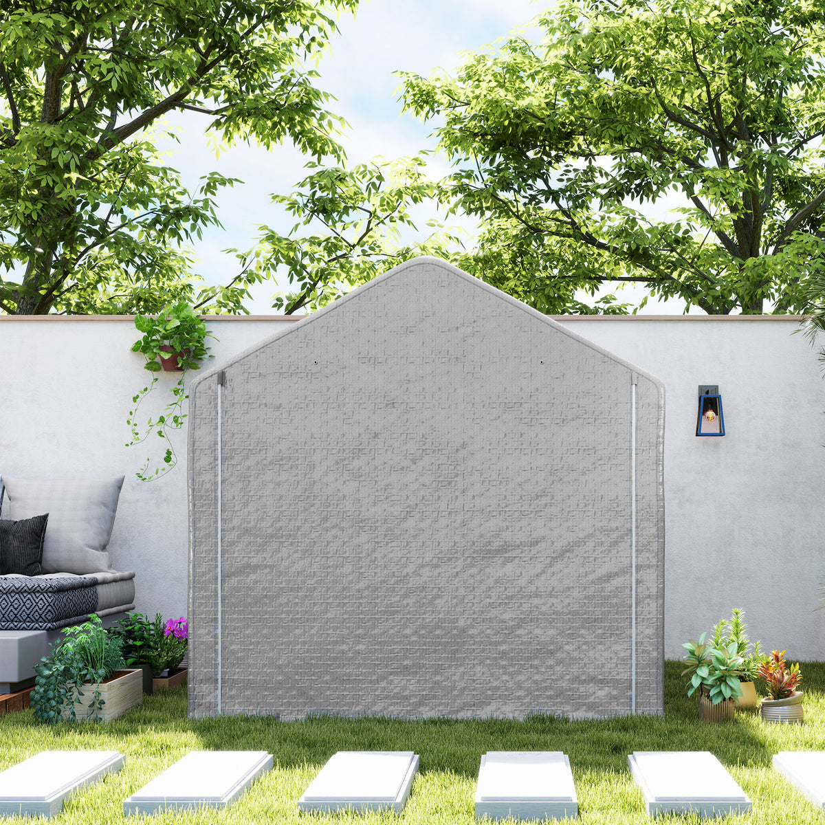Abri de jardin 2 x 2 x 2 m abri vélo extérieur avec cadre en acier galvanisé, imperméable et résistant aux UV - gris