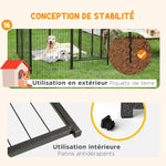 Parc pour chien, enclos chien 16 panneaux modulable et pliable, portable en acier avec portes 80 x 60 gris