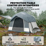Tente de Camping Facile à Monter 2-4 Personnes avec 3 Portes, Imperméable, Compatible avec SUV, Bleu Foncé