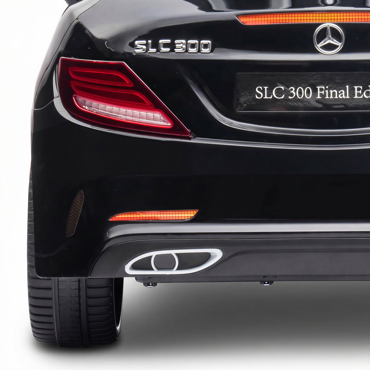 Coche eléctrico infantil con licencia Mercedes SLC 300 12V, vel. máx. 5 km/h, efectos sonoros y luminosos, mando a distancia, negro