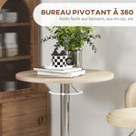 Table de bar ronde table haute cuisine réglable en hauteur 69-91 cm plateau pivotante à 360° naturel et gris