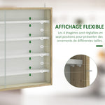 Vitrine pour collection vitrine murale 80 x 9,5 x 60 cm 4 étagères réglables en hauteur 2 portes coulissantes en verre