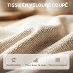 Canapé 2 places en velours, canapé de salon moderne 160 cm, assise large rembourrée, coussin épais à ressorts, beige