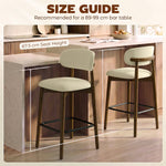 Lot de 2 Tabourets de Bar, Chaises de Bar en Chenille, Assise Rembourrée, Dossier et Repose-Pieds, Pieds en Bois, Beige