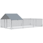 Enclos poulailler parc grillagé extérieur 18 m² chenil volière espace couvert acier galvanisé 6 x 3 x 1,95 m-0