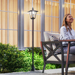 2 staande solarlantaarns voor buiten/tuin met 2 witte 6000K ledlampen IP44 Ø18,5 x 129H cm zwart