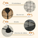 Parc enclos modulable DIY, 2 niveaux, enclos pour petits animaux, hamsters, lapins, cochon d'inde, panneaux grillagés, 45 panneaux, 175 x 105 x 70 cm, noir