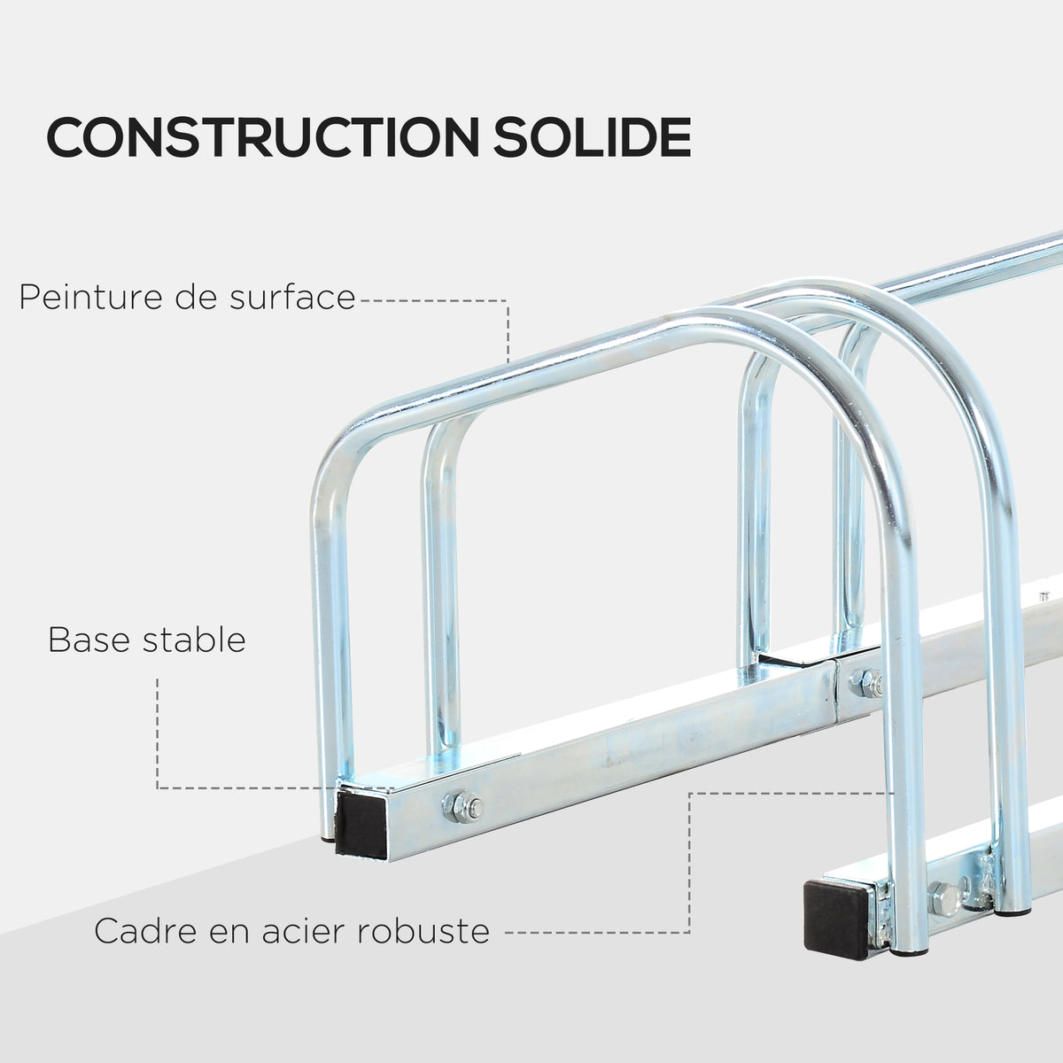 Portabicicletas para 5 bicicletas, soporte de almacenamiento para neumáticos de 65 mm, de suelo o pared, para bicicletas de montaña, bicicletas infantiles y BMX, 145 x 33 x 27 cm, acero plateado