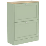 Meuble à Chaussures 12 Paires, Armoire à Chaussures Étroite avec 2 Tiroirs, Étagères Réglables, 60 x 23,5 x 80 cm, Vert