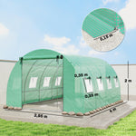 Serre tunnel de jardin 12m², serre de jardin tunnel 295x400x200cm 2 portes et 8 fenêtres bâche PE 140 g/m² vert