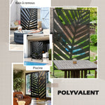 Paravent séparateur de jardin balcon décoratif extérieur à motif végétal en acier 122 x 45 x 198 cm noir