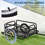 Remorque vélo remorque de transport pour vélo 70L 139L x 71,5l x 49H cm barre d'attelage universelle acier noir