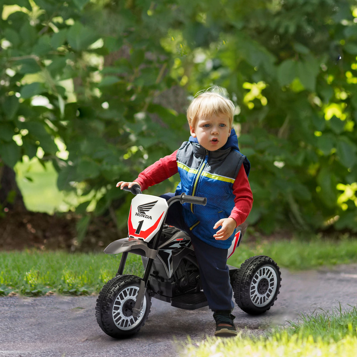 Moto cross éléctrique pour enfant licence Honda CRF450RL 3 roues batterie 6V enfants 18-36 mois gris