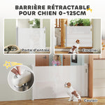 Barrière rétractable pour chien largeur 149 cm verrouillage automatique - blanc