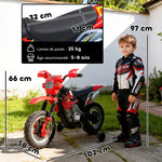 Moto Cross électrique Enfant 3 à 6 Ans 6 V phares klaxon musiques 102 x 58 x 66 cm Rouge et Noir