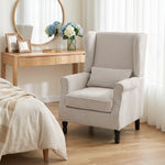 Wohnzimmersessel, moderner Beistellsessel aus Cord mit hoher Ohrensessel-Rückenlehne, Lendenkissen, Beige